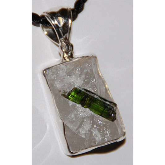 Tourmaline in Quartz Sterling Silver Pendant