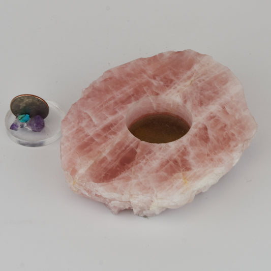 Rose Quartz Slab Candleholder