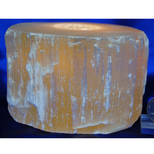 Selenite Peach Top Polished Candleholder