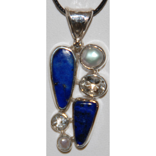 Multi-stone Lapis Sterling Silver Pendant