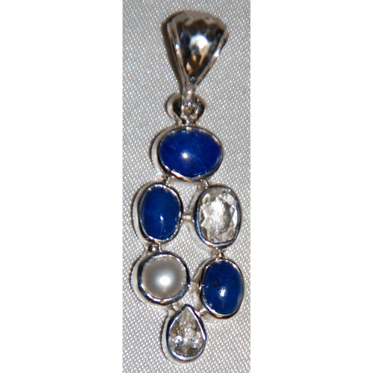 Multi-stone Lapis Sterling Silver Pendant